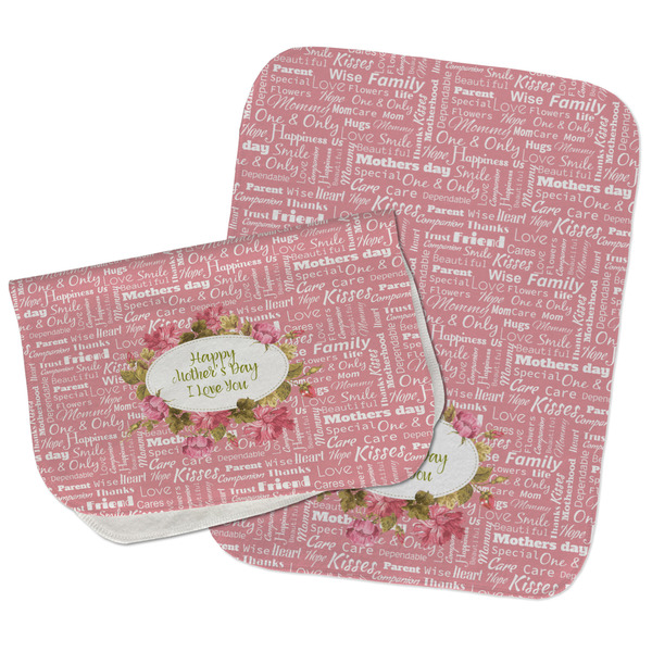 Mother's Day Two Rectangle Burp Cloths - Open & Folded