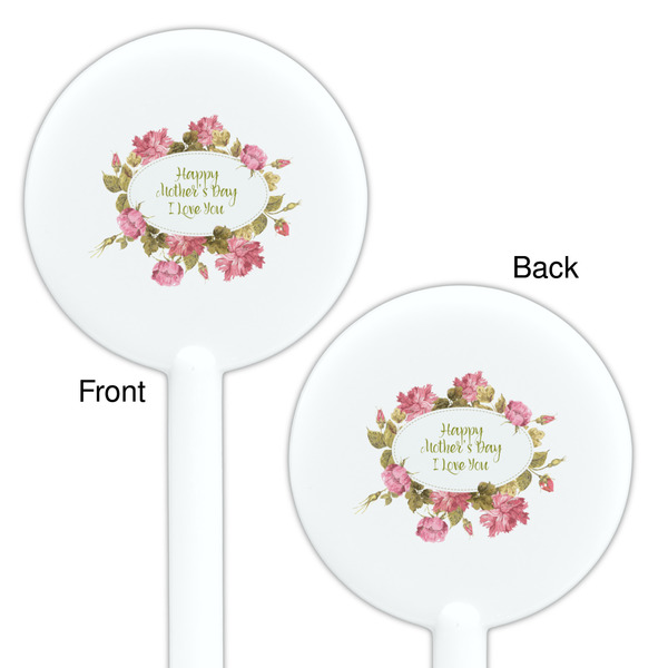 Mother's Day White Plastic 5.5" Stir Stick - Double Sided - Round - Front & Back