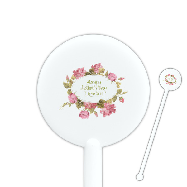 Custom Mother's Day 5.5" Round Plastic Stir Sticks - White - Single Sided