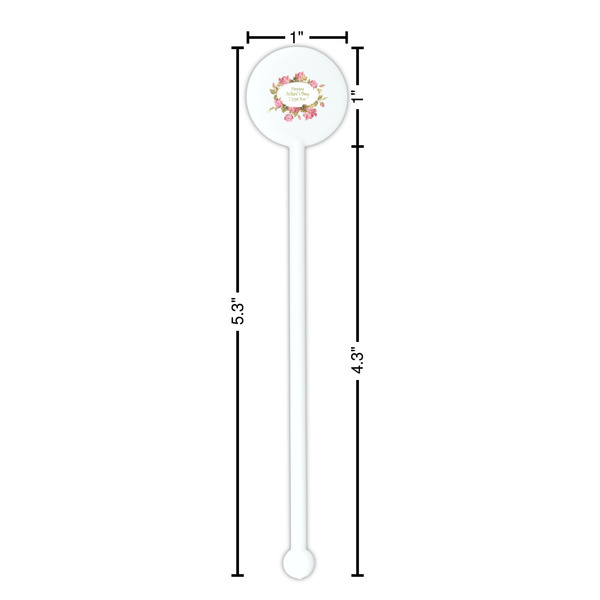 Mother's Day White Plastic 5.5" Stir Stick - Round - Dimensions