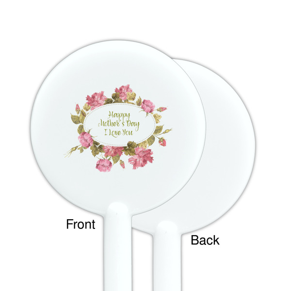 Mother's Day White Plastic 5.5" Stir Stick - Single Sided - Round - Front & Back