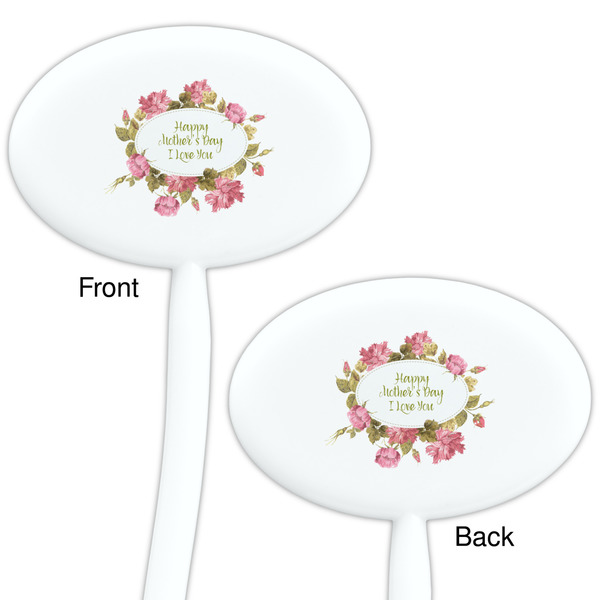 Mother's Day White Plastic 7" Stir Stick - Double Sided - Oval - Front & Back