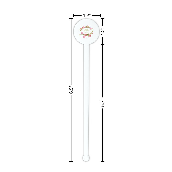Mother's Day White Plastic 7" Stir Stick - Round - Dimensions