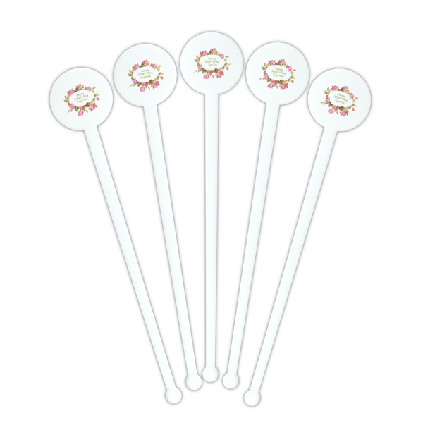 Mother's Day White Plastic 7" Stir Stick - Round - Fan View