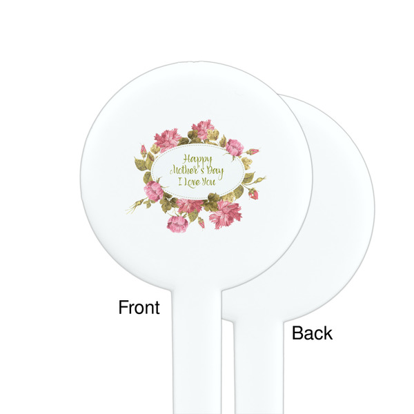 Mother's Day White Plastic 7" Stir Stick - Single Sided - Round - Front & Back