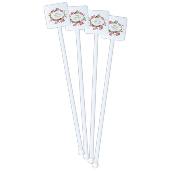 Mother's Day White Plastic Stir Stick - Single Sided - Square - Front