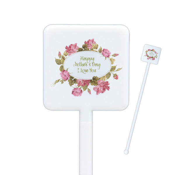 Custom Mother's Day Square Plastic Stir Sticks - Double Sided