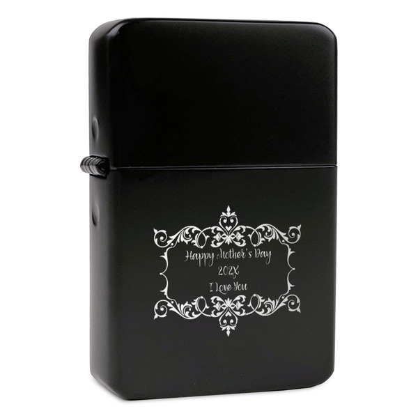 Custom Mother's Day Windproof Lighter - Black - Single Sided & Lid Engraved