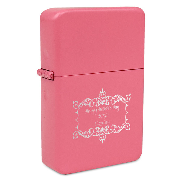 Custom Mother's Day Windproof Lighter - Pink - Single Sided & Lid Engraved