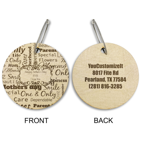 Mother's Day Wood Luggage Tags - Round - Approval