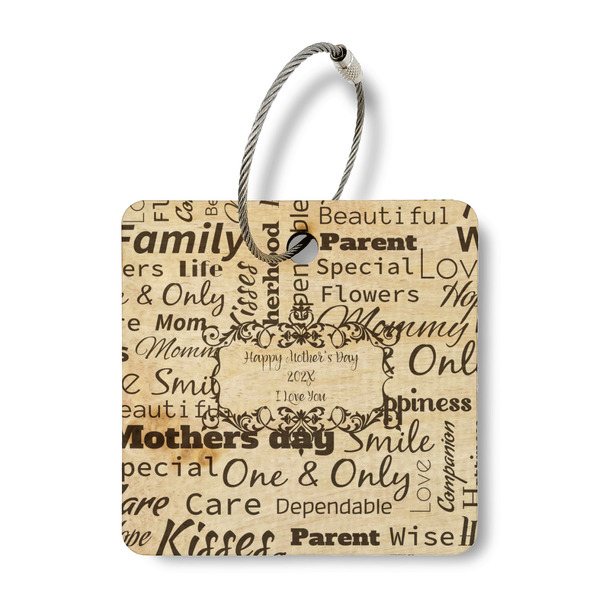Custom Mother's Day Wood Luggage Tag - Square