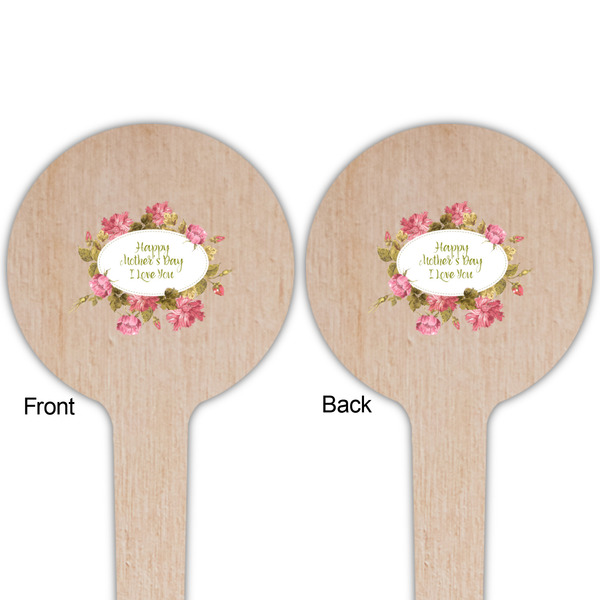 Mother's Day Wooden 4" Food Pick - Round - Double Sided - Front & Back