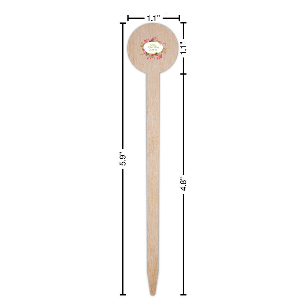 Mother's Day Wooden 6" Food Pick - Round - Dimensions