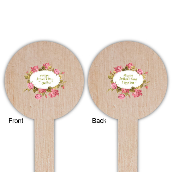 Mother's Day Wooden 6" Food Pick - Round - Double Sided - Front & Back