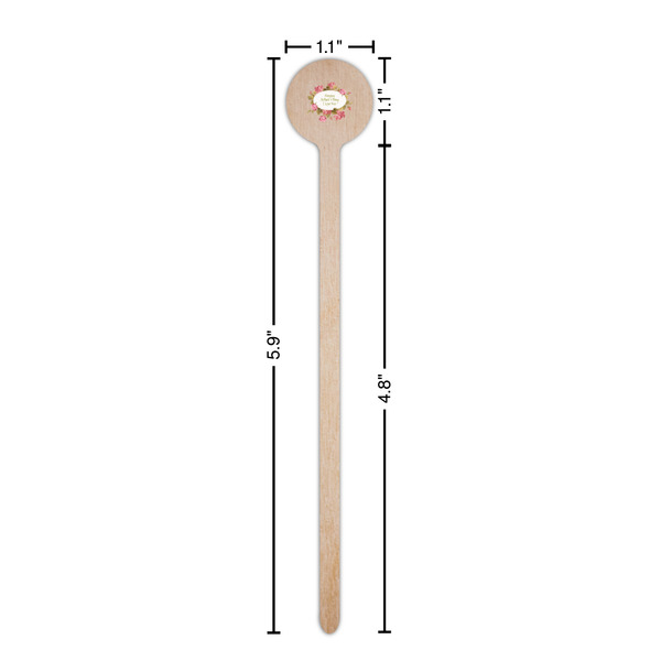 Mother's Day Wooden 6" Stir Stick - Round - Dimensions