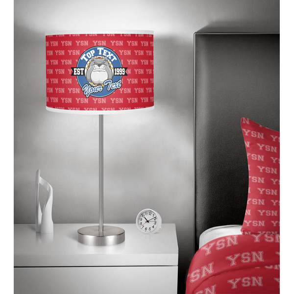 School Mascot 13 inch drum lamp shade - in room