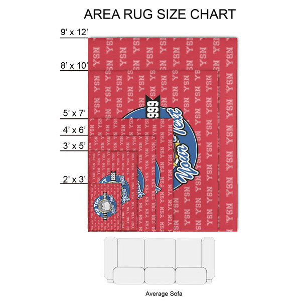 School Mascot 2'x3' Indoor Area Rugs - Size Chart