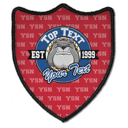 School Mascot Iron On Shield Patch B w/ Name or Text