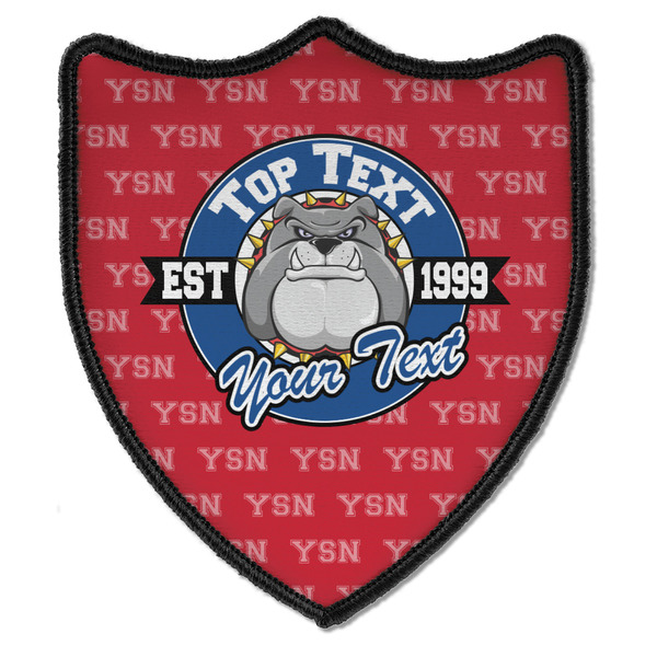 Custom School Mascot Iron On Shield Patch B w/ Name or Text