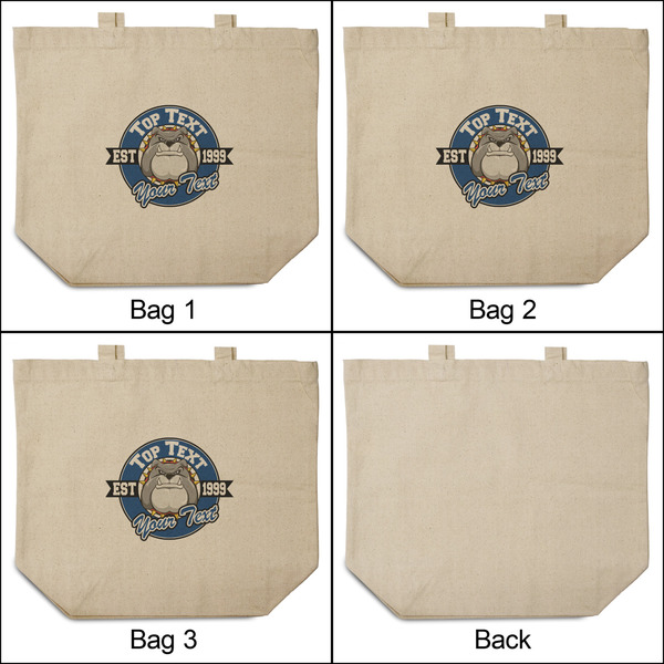 School Mascot 3 Reusable Cotton Grocery Bags - Front & Back View
