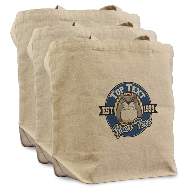 School Mascot 3 Reusable Cotton Grocery Bags - Front View