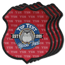School Mascot Iron On Shield C Patches - Set of 4 w/ Name or Text