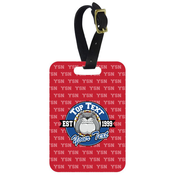 Custom School Mascot Metal Luggage Tag w/ Name or Text