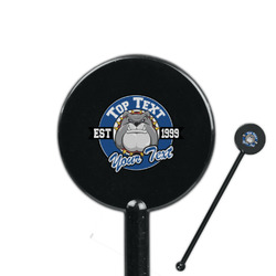School Mascot 5.5" Round Plastic Stir Sticks - Black - Single Sided (Personalized)