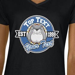 School Mascot Women's V-Neck T-Shirt - Black - 2XL (Personalized)