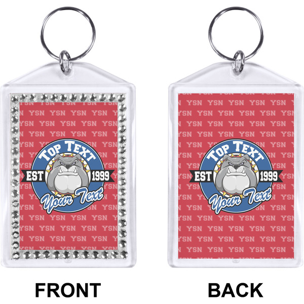 School Mascot Bling Keychain (Front + Back)