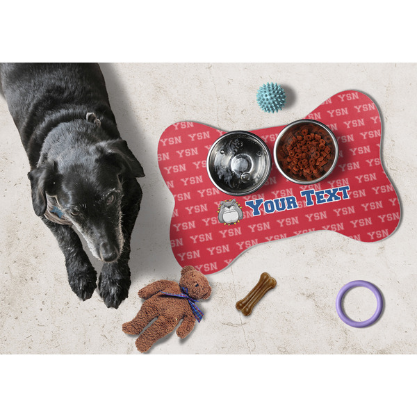 School Mascot Bone Shaped Mat w/ Food & Water