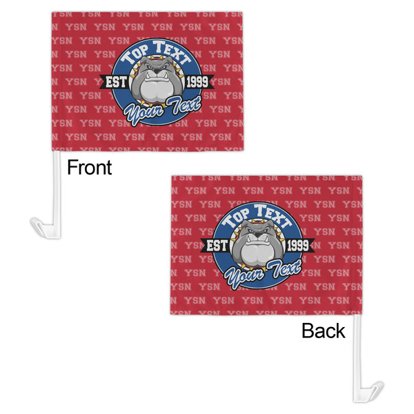 School Mascot Car Flag - 11" x 8" - Front & Back View