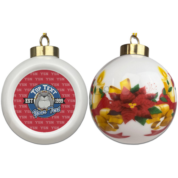 School Mascot Ceramic Christmas Ornament - Poinsettias (APPROVAL)
