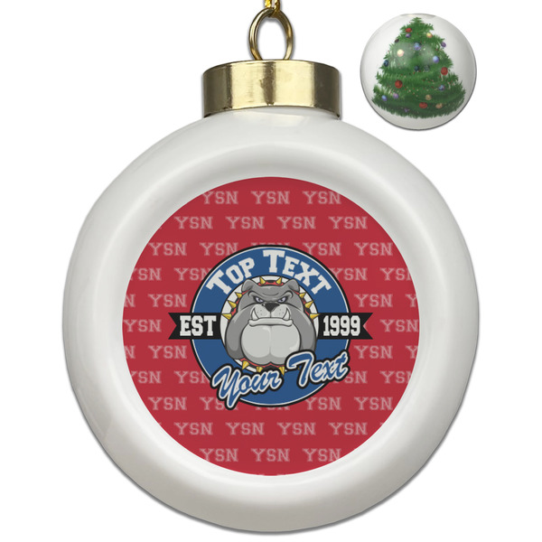 Custom School Mascot Ceramic Ball Ornament - Christmas Tree (Personalized)