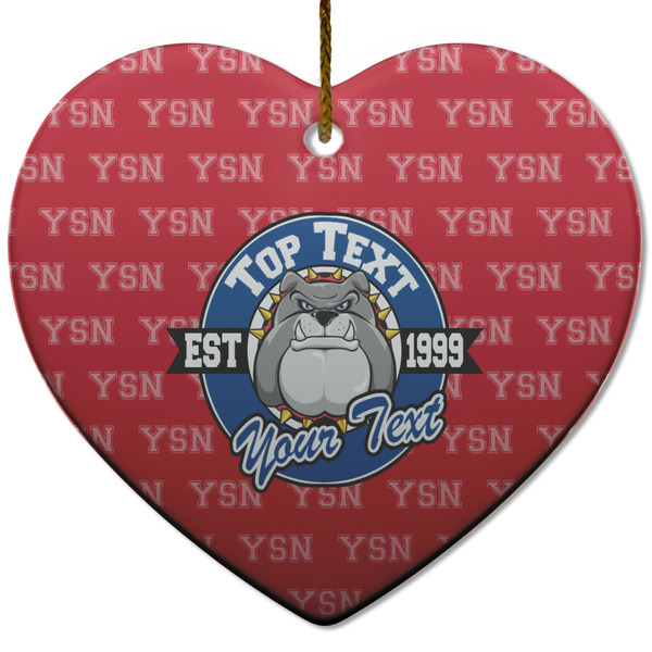 Custom School Mascot Heart Ceramic Ornament w/ Name or Text
