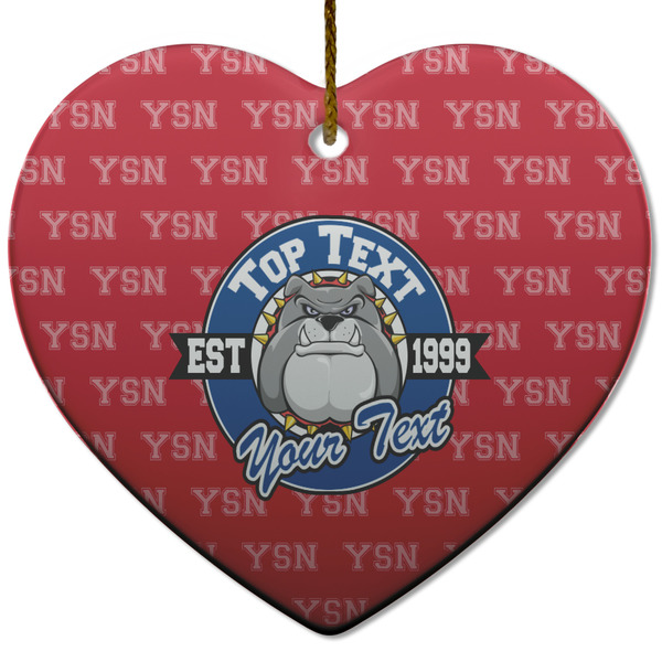 School Mascot Ceramic Flat Ornament - Heart (Front)