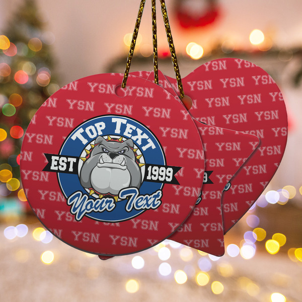 Custom School Mascot Ceramic Ornament w/ Name or Text