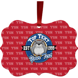 School Mascot Metal Frame Ornament - Double Sided w/ Name or Text