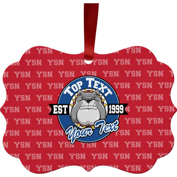 Custom School Mascot Metal Frame Ornament - Double Sided w/ Name or Text