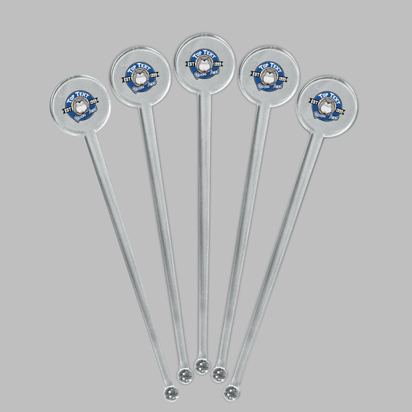 School Mascot Clear Plastic 7" Stir Stick - Round - Fan View