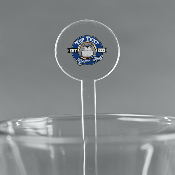 Custom School Mascot 5.5" Round Plastic Stir Sticks - Clear (Personalized)