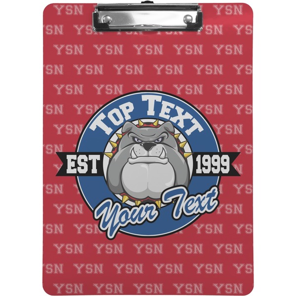 Custom School Mascot Clipboard (Letter Size) (Personalized)