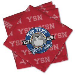School Mascot Cloth Cocktail Napkins - Set of 4 w/ Name or Text