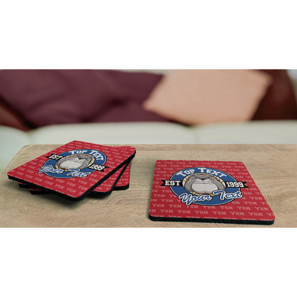 School Mascot Coaster Rubber Back - On Coffee Table