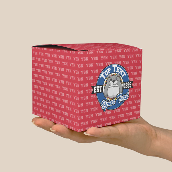 School Mascot Cube Favor Gift Box - On Hand - Scale View