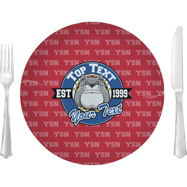 Custom School Mascot 10" Glass Lunch / Dinner Plates - Single or Set (Personalized)