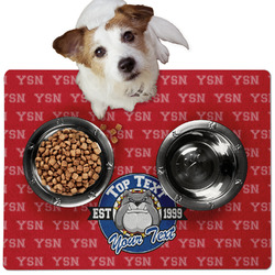 School Mascot Dog Food Mat - Medium w/ Name or Text