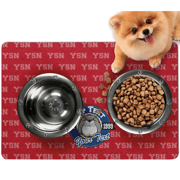 Custom School Mascot Dog Food Mat - Small w/ Name or Text