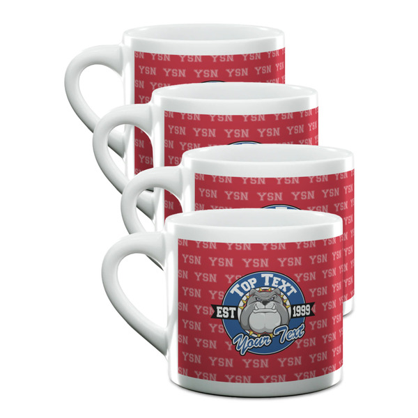 Custom School Mascot Double Shot Espresso Cups - Set of 4 (Personalized)
