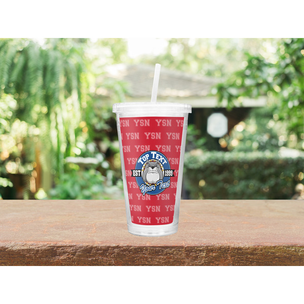 School Mascot Double Wall Tumbler with Straw Lifestyle
